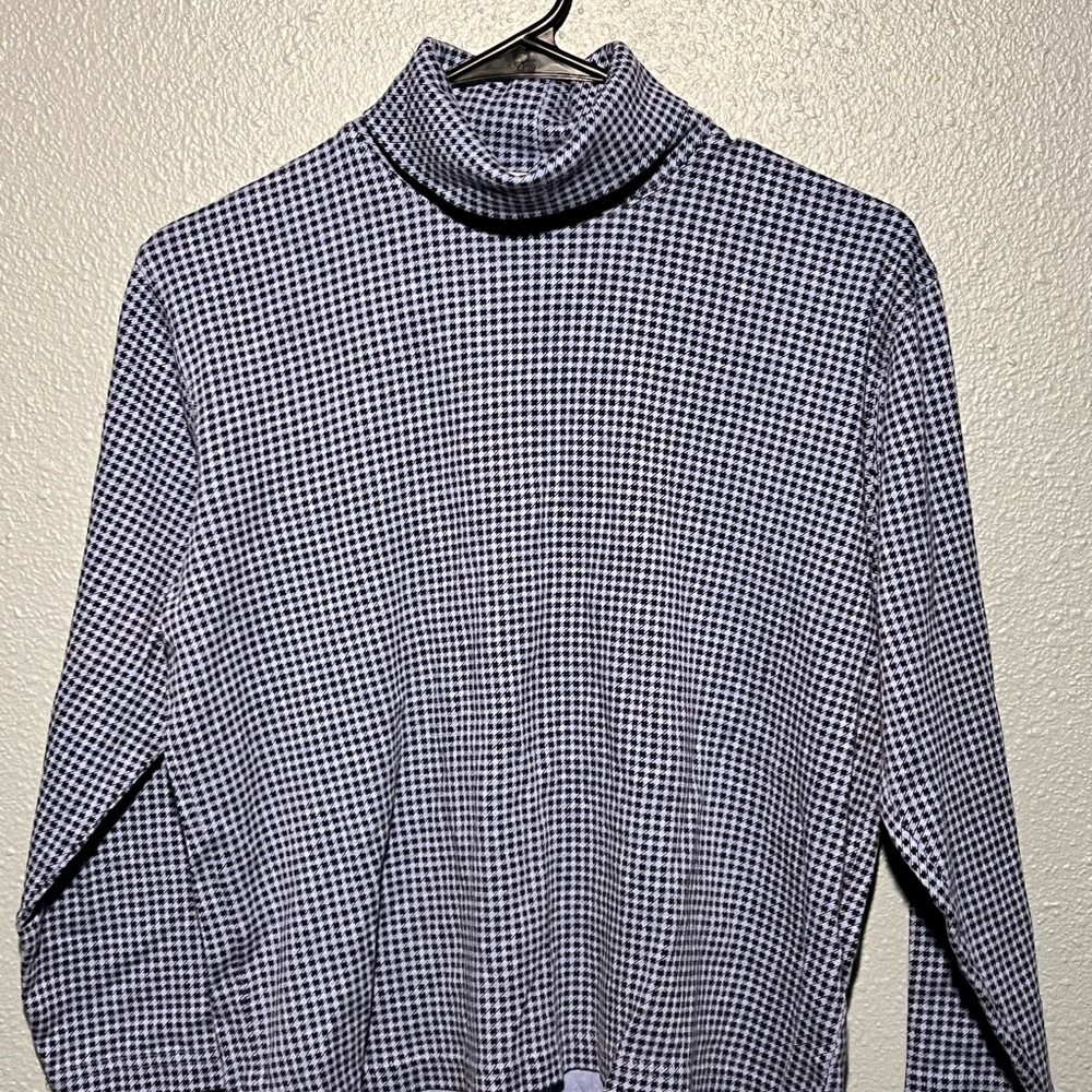 Talbots Purple & Black Houndstooth turtleneck
